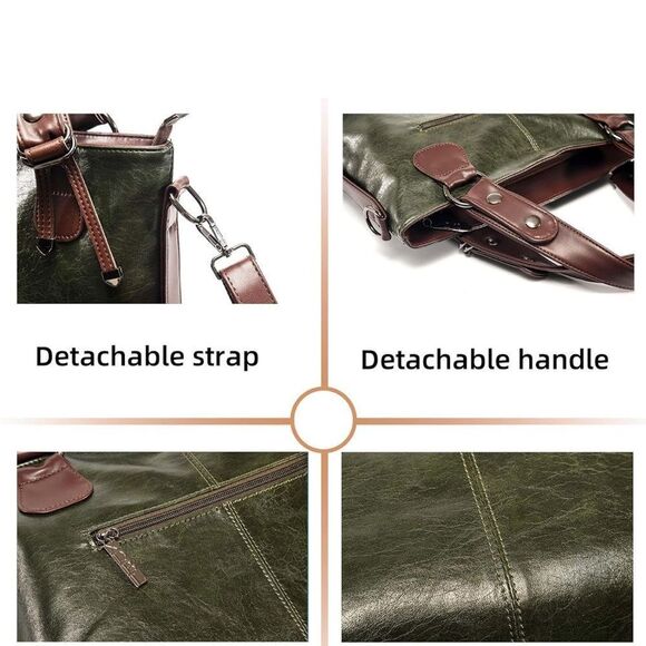 Fsiomo Satchel Pu Leather Dark Green Leather Tote Bag New No Tags - Picture 7 of 7